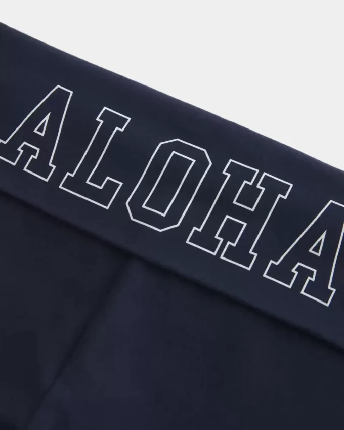 Pantaloni evazați cu talie pliabilă cu grafic Aloha Pantaloni evazați cu talie pliabilă cu grafic Aloha