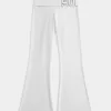 Pantaloni evazați cu talie pliată cu grafică numerică Pantaloni evazați cu talie pliată cu grafică numerică