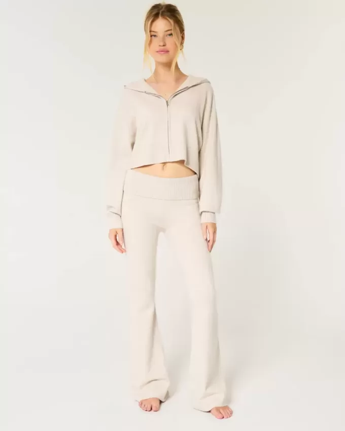 Pantaloni evazați cu talie rabatabilă Gilly Hicks Pantaloni evazați cu talie rabatabilă Gilly Hicks