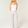 Pantaloni evazați din tricot cu talie pliabilă Pantaloni evazați din tricot cu talie pliabilă