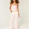 Pantaloni evazați din tricot cu talie pliabilă Pantaloni evazați din tricot cu talie pliabilă
