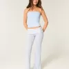 Pantaloni evazați din tricot cu talie pliabilă Pantaloni evazați din tricot cu talie pliabilă