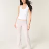 Pantaloni evazați din tricot cu talie pliabilă Pantaloni evazați din tricot cu talie pliabilă