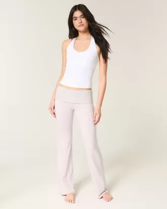 Pantaloni evazați din tricot cu talie pliabilă