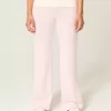 Pantaloni evazați din tricot cu talie pliabilă Pantaloni evazați din tricot cu talie pliabilă
