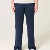 Pantaloni evazați din tricot cu talie pliabilă Pantaloni evazați din tricot cu talie pliabilă