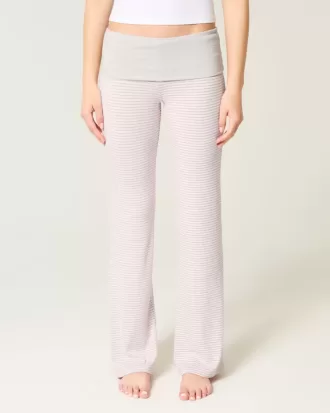 Pantaloni evazați din tricot cu talie pliabilă