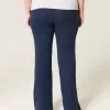 Pantaloni evazați din tricot cu talie pliabilă Pantaloni evazați din tricot cu talie pliabilă