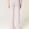 Pantaloni evazați din tricot cu talie pliabilă Pantaloni evazați din tricot cu talie pliabilă