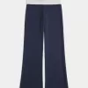 Pantaloni evazați din tricot cu talie pliabilă Pantaloni evazați din tricot cu talie pliabilă