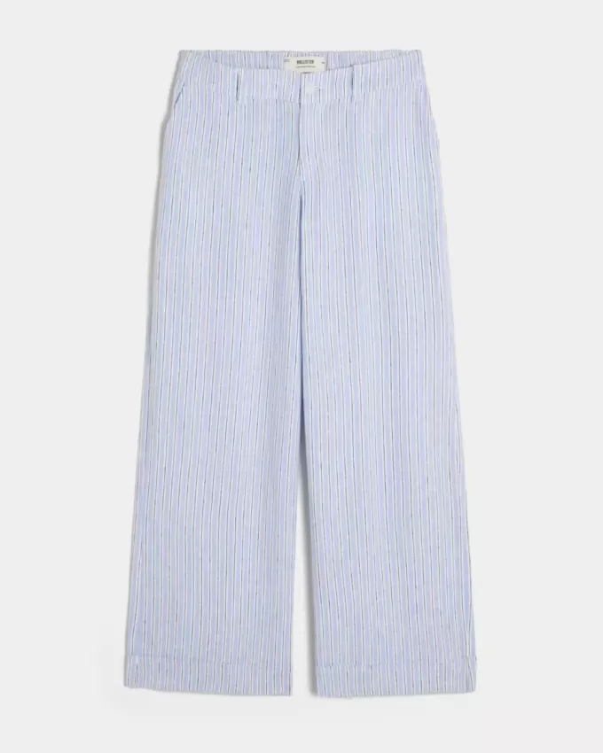 Pantaloni Hollister Livvy, cu talie joasă, cu picioare largi