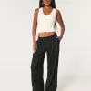 Pantaloni Hollister Livvy, cu talie joasă, cu picioare largi