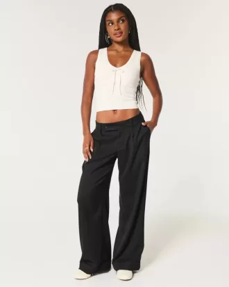 Pantaloni Hollister Livvy, cu talie joasă, cu picioare largi