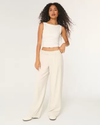 Pantaloni Hollister Livvy, cu talie joasă, cu picioare largi