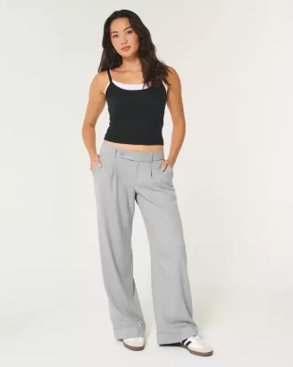 Pantaloni Hollister Livvy, cu talie joasă, cu picioare largi