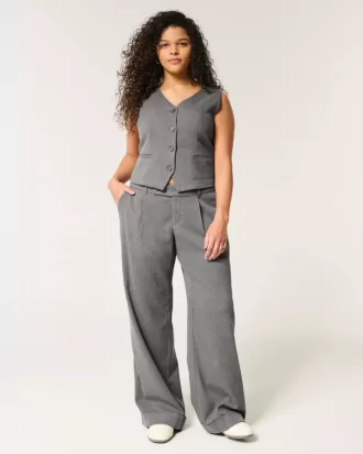 Pantaloni Hollister Livvy, cu talie joasă, cu picioare largi