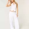 Pantaloni Hollister Livvy, cu talie joasă, cu picioare largi