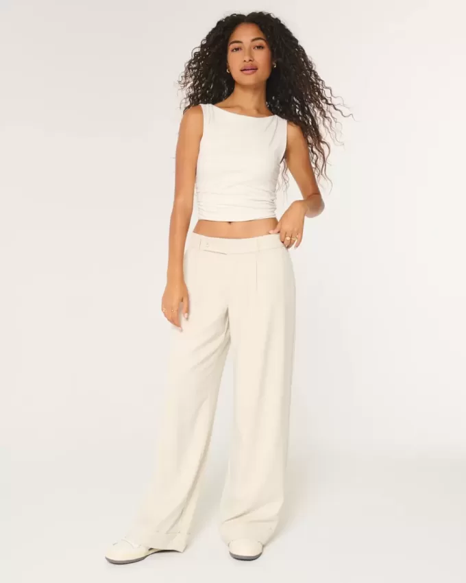 Pantaloni Hollister Livvy, cu talie joasă, cu picioare largi Pantaloni Hollister Livvy, cu talie joasă, cu picioare largi