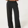 Pantaloni Hollister Livvy, cu talie joasă, cu picioare largi