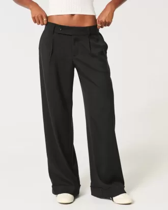 Pantaloni Hollister Livvy, cu talie joasă, cu picioare largi
