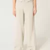 Pantaloni Hollister Livvy, cu talie joasă, cu picioare largi