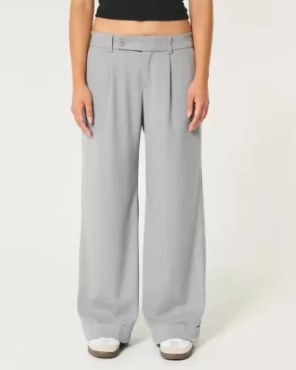Pantaloni Hollister Livvy, cu talie joasă, cu picioare largi