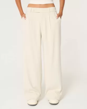 Pantaloni Hollister Livvy, cu talie joasă, cu picioare largi