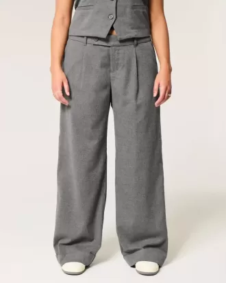 Pantaloni Hollister Livvy, cu talie joasă, cu picioare largi