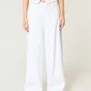 Pantaloni Hollister Livvy, cu talie joasă, cu picioare largi