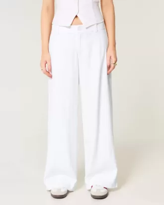 Pantaloni Hollister Livvy, cu talie joasă, cu picioare largi
