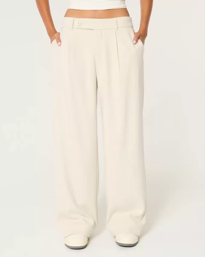 Pantaloni Hollister Livvy, cu talie joasă, cu picioare largi Pantaloni Hollister Livvy, cu talie joasă, cu picioare largi