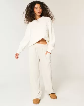 Pantaloni largi cu coaste confortabile