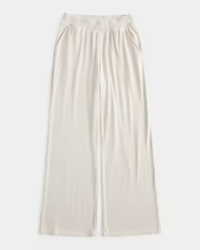 Pantaloni largi cu coaste confortabile Pantaloni largi cu coaste confortabile