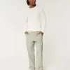 Pantaloni largi cu talie flexibilă din amestec de in Pantaloni largi cu talie flexibilă din amestec de in