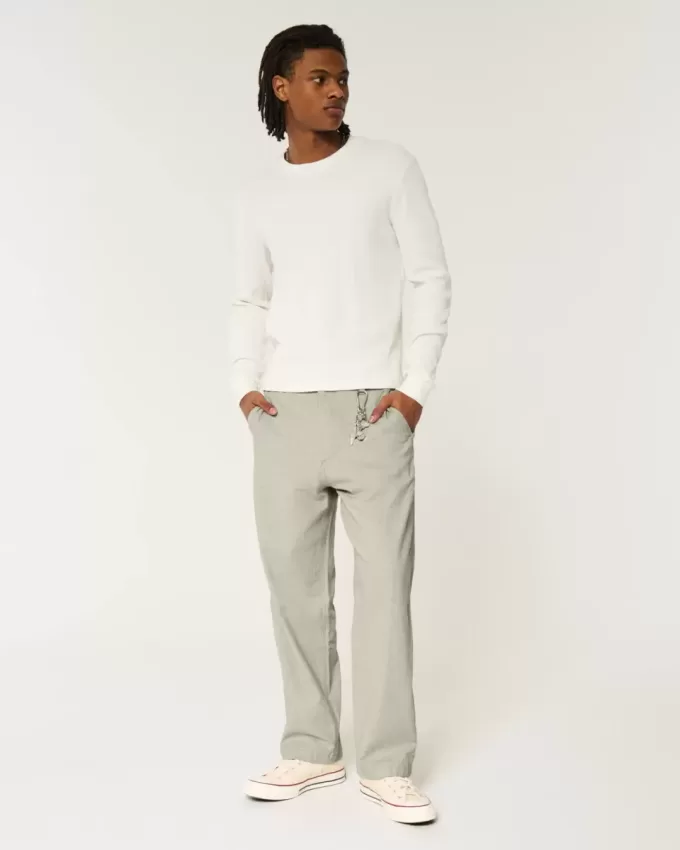 Pantaloni largi cu talie flexibilă din amestec de in Pantaloni largi cu talie flexibilă din amestec de in