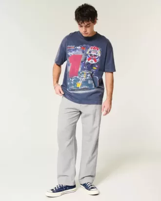 Pantaloni largi cu talie flexibilă din amestec de in