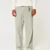 Pantaloni largi cu talie flexibilă din amestec de in Pantaloni largi cu talie flexibilă din amestec de in