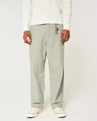 Pantaloni largi cu talie flexibilă din amestec de in