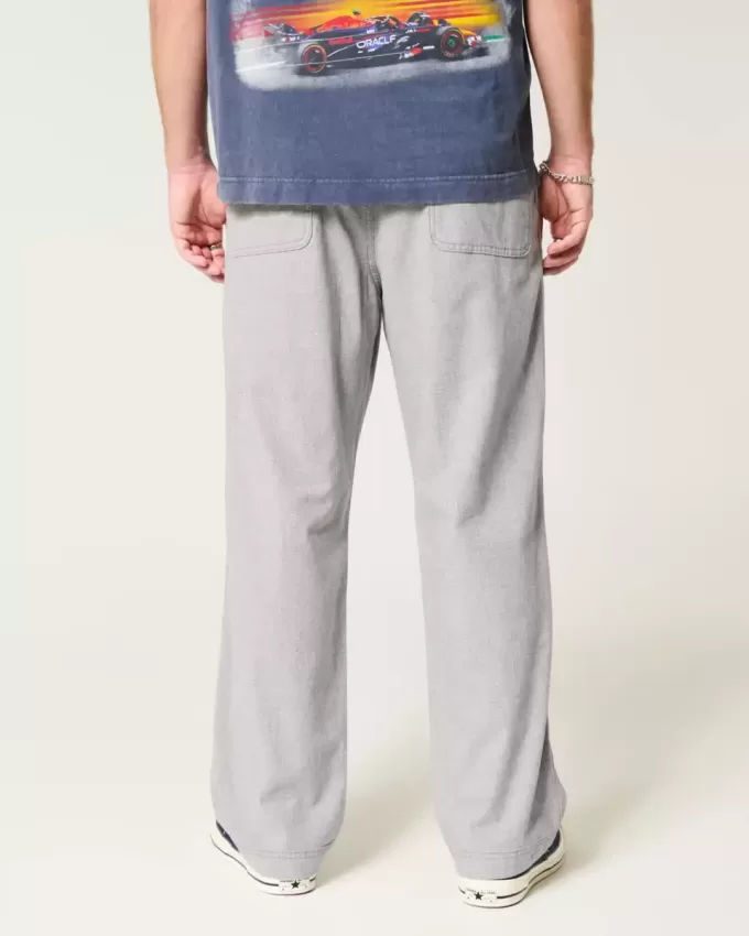 Pantaloni largi cu talie flexibilă din amestec de in Pantaloni largi cu talie flexibilă din amestec de in