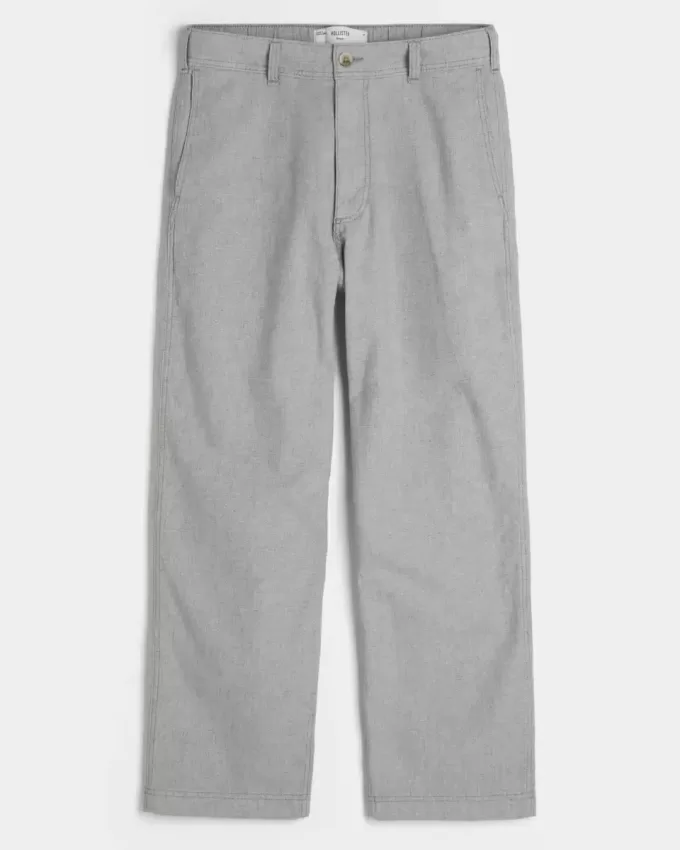 Pantaloni largi cu talie flexibilă din amestec de in Pantaloni largi cu talie flexibilă din amestec de in