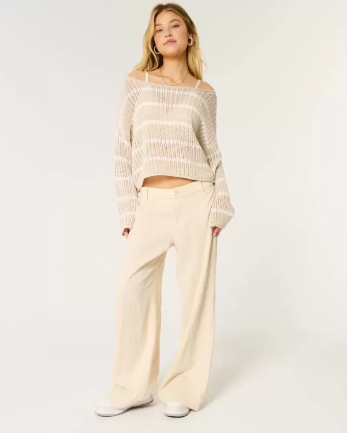 Pantaloni largi cu talie joasă Pantaloni largi cu talie joasă