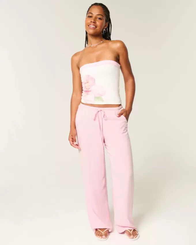 Pantaloni largi cu talie joasă Pantaloni largi cu talie joasă