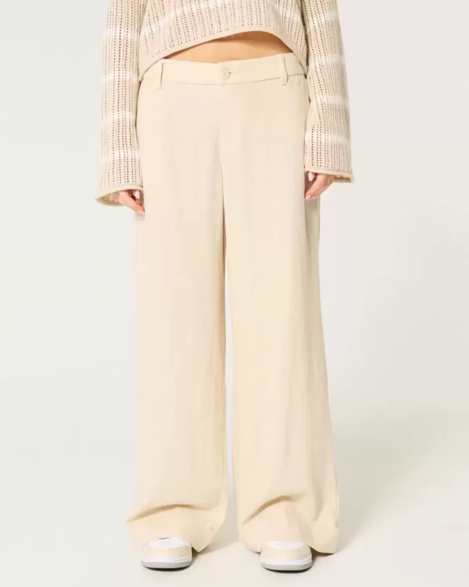 Pantaloni largi cu talie joasă Pantaloni largi cu talie joasă