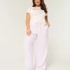 Pantaloni largi cu tragere din amestec de in Pantaloni largi cu tragere din amestec de in