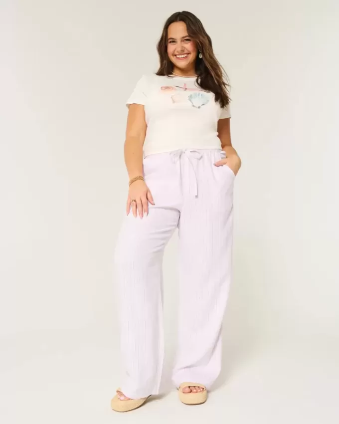 Pantaloni largi cu tragere din amestec de in Pantaloni largi cu tragere din amestec de in