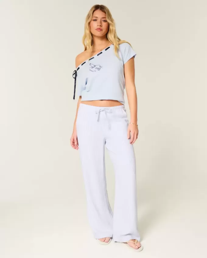 Pantaloni largi cu tragere din amestec de in Pantaloni largi cu tragere din amestec de in