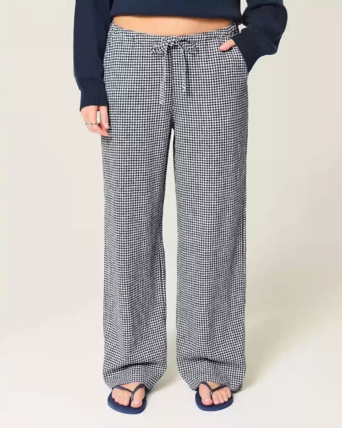 Pantaloni largi cu tragere din amestec de in Pantaloni largi cu tragere din amestec de in