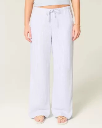 Pantaloni largi cu tragere din amestec de in
