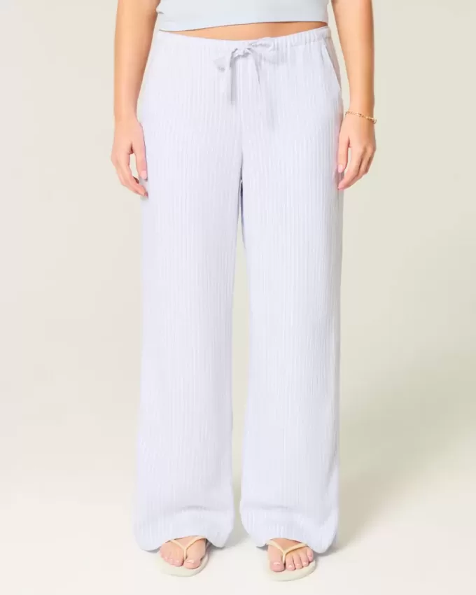 Pantaloni largi cu tragere din amestec de in Pantaloni largi cu tragere din amestec de in
