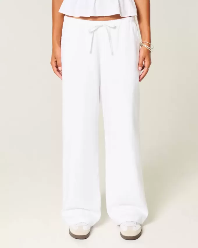 Pantaloni largi cu tragere din amestec de in Pantaloni largi cu tragere din amestec de in